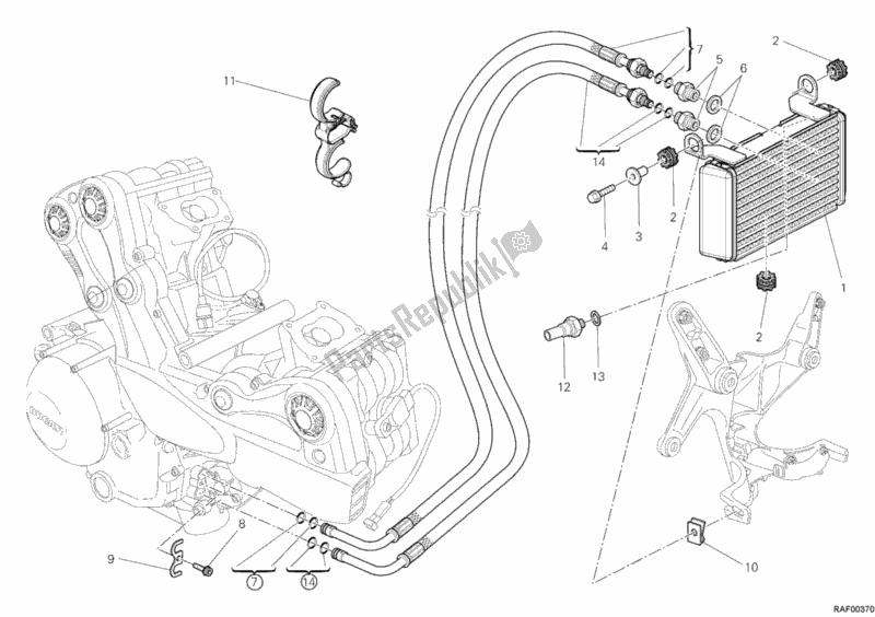 Tutte le parti per il Radiatore Dell'olio del Ducati Multistrada 1200 ABS USA 2012
